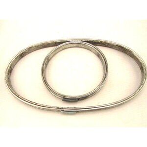 Vintage 2 Metal Embroidery SPRING TENSION CORK LINED Oval / Circle Hoops